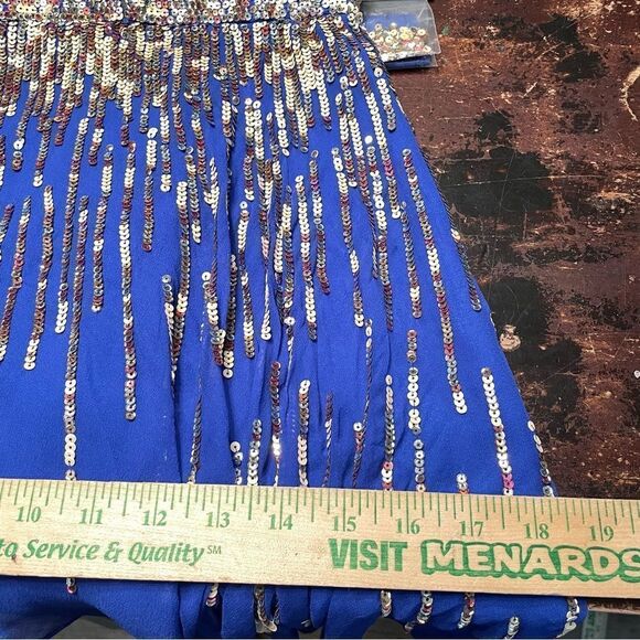 Sherri Hill Style 8443 Sequin Cobalt Royal Blue Short Strapless Prom‎ Dress 0 - Picture 10 of 12